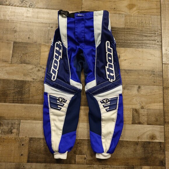 Thor Motocross Pants Youth Size 26 Blue White Padded Off-Road Racing Gear - Picture 1 of 13